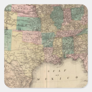 New railroad map of the United States 3 Square Sticker