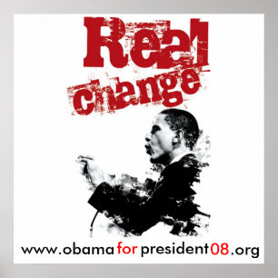 NEW Real Change_RED, www.obama, for, president,... Poster