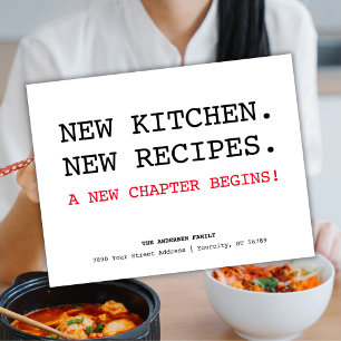 New Recipes Kitchen Foodie We Have Moved Announcement Postcard