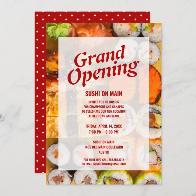 New Restaurant Grand Opening | Sushi Seafood Invitation (Front/Back)