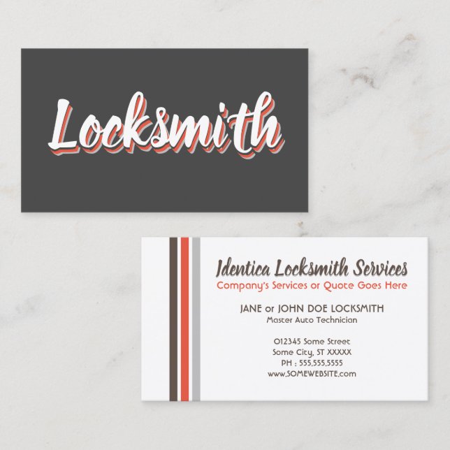 NEW retro locksmith Business Card (Front/Back)