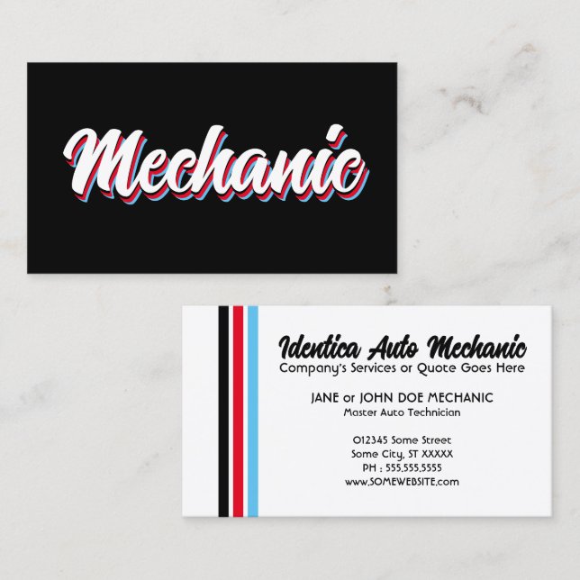 NEW retro mechanic Business Card (Front/Back)