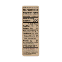 NEW Return Address Size Maple Syrup Nutrition Fact