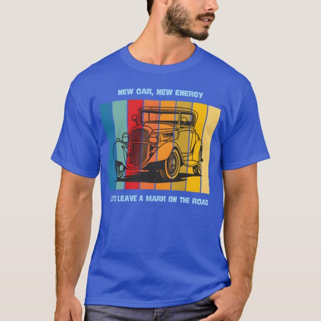 New Ride New Energy Retro Car Stripesee funny T-Shirt (Front)