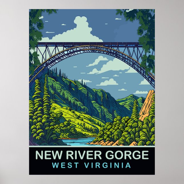 New River Gorge, Bridge, WV, Travel Poster (Front)