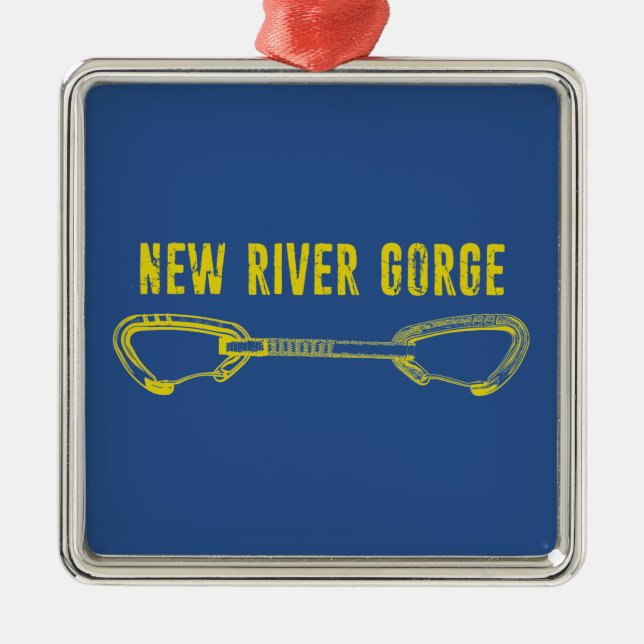 New River Gorge Climbing Quickdraw Metal Ornament (Front)