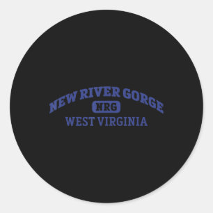 New River Gorge College Style Rock Climbing Area D Classic Round Sticker