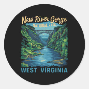 New River Gorge National Park Bridge Rafting Hikin Classic Round Sticker