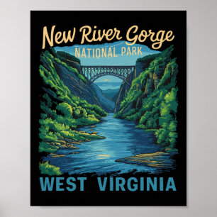 New River Gorge National Park Bridge Rafting Hikin Poster