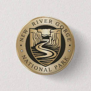 New River Gorge National Park Golden Emblem 3 Cm Round Badge
