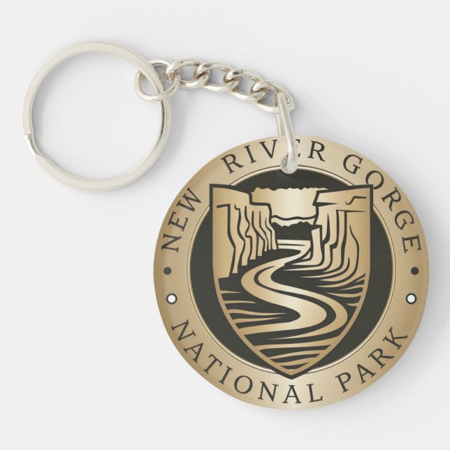 New River Gorge National Park Golden Emblem Key Ring (Front)
