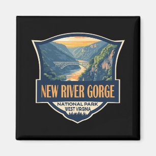 New River Gorge National Park Illustration Retro B Magnet