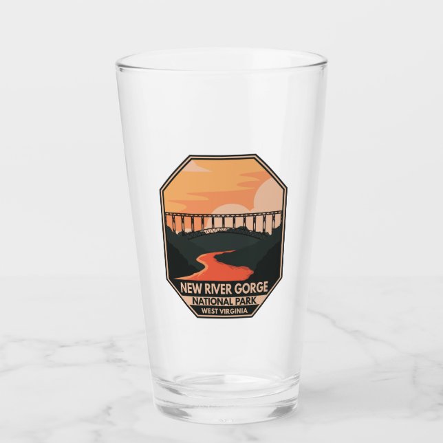 New River Gorge National Park Minimal Retro Emblem Glass (Front)