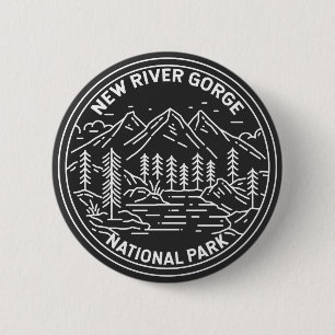 New River Gorge National Park Monoline   6 Cm Round Badge