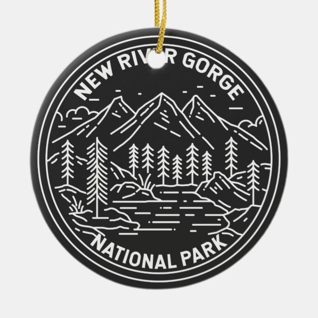 New River Gorge National Park Monoline  Ceramic Ornament (Front)