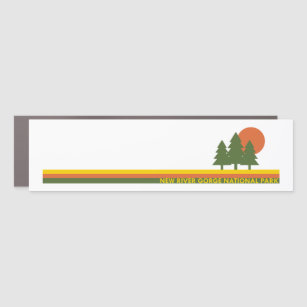 New River Gorge National Park Pine Trees Sun Car Magnet