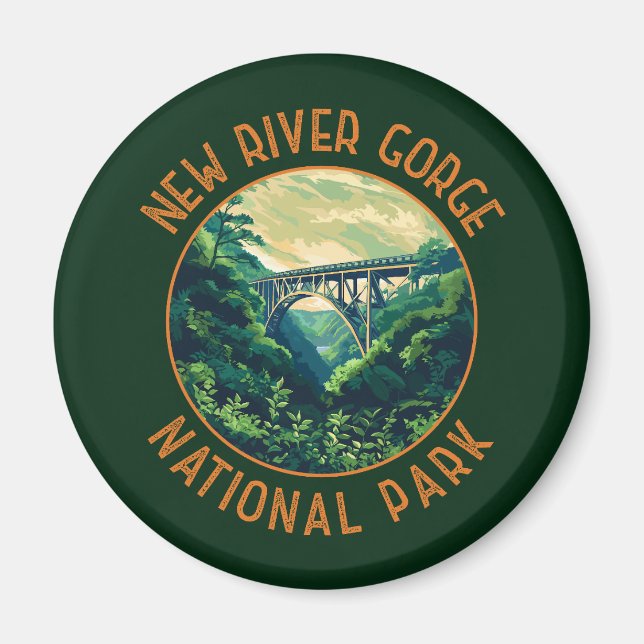 New River Gorge National Park Retro Distressed Magnet (Front)