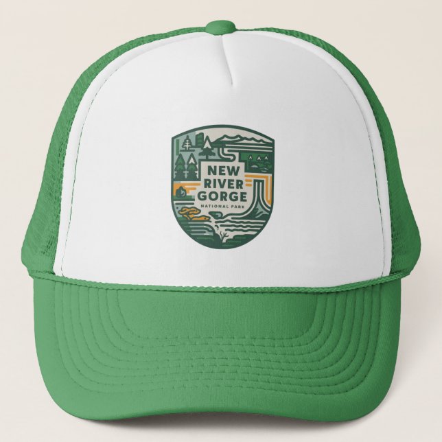 New River Gorge National Park Travel Emblem Trucker Hat (Front)