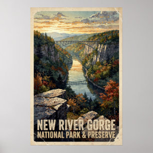 New River Gorge National Park Vintage Travel Poster