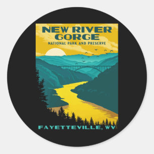 New River Gorge National Park Vintage Wpa Ster Sty Classic Round Sticker