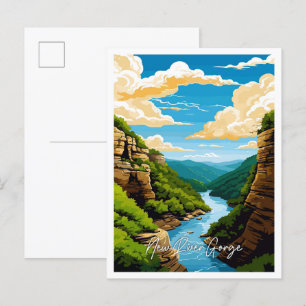 New River Gorge vintage travel illustration Postcard