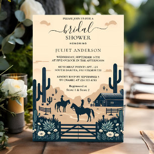 New Rodeo Retro Horse Rustic Western Bridal Shower Invitation
