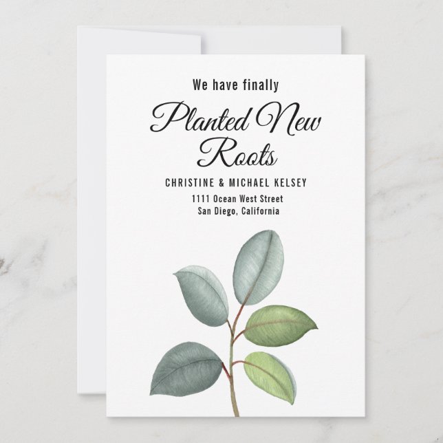 New Roots Planted New Home Moving Flat  Announcement (Front)