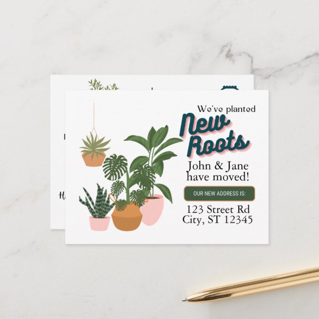New Roots - We've Moved Postcard (Front/Back In Situ)