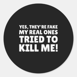 New S &amp; Funny Breast Augmentation  Classic Round Sticker