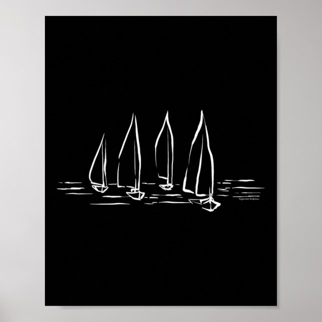 New Sailboats On Open Water Nautical Sailing Boati Poster (Front)