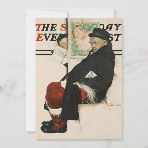 New Santa On A Train Norman Rockwell The Saturday  Holiday Card