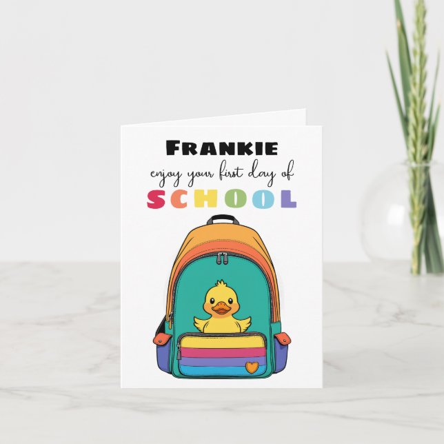New School Starter Card For Son Daughter duck (Front)