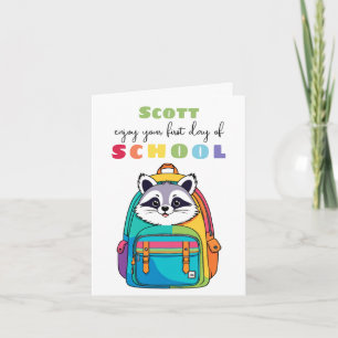 New School Starter Card Son Daughter cute raccoon