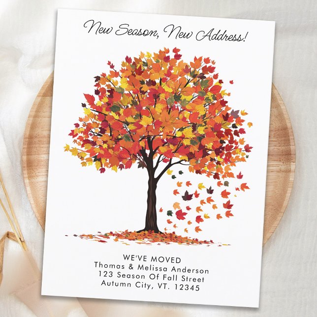 New Season New Address Autumn We've Moved Moving Announcement Postcard (Creator Uploaded)