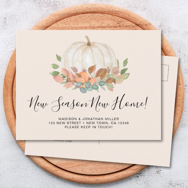 New Season New Home Fall Autumn Pumpkin Moving Announcement Postcard (Creator Uploaded)