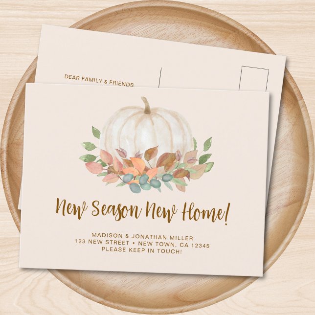 New Season New Home Fall Autumn Pumpkin Moving Announcement Postcard (Creator Uploaded)