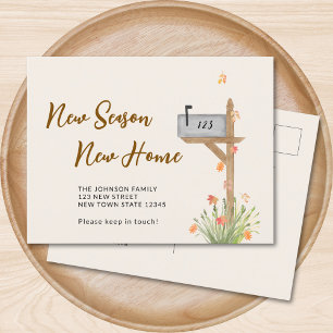 New Season New Home Fall Moving Announcement Postcard