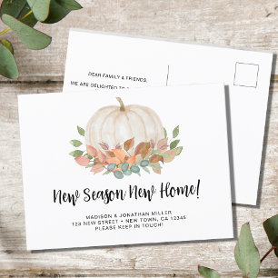 New Season New Home Pumpkin Fall Autumn Moving  Announcement Postcard