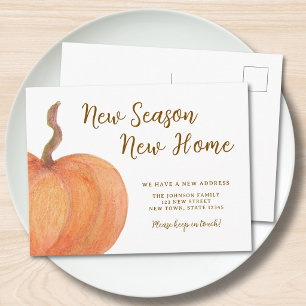 New Season New Home Pumpkin Moving Announcement Postcard