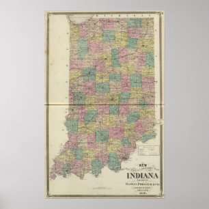 New sectional and township map of Indiana Poster