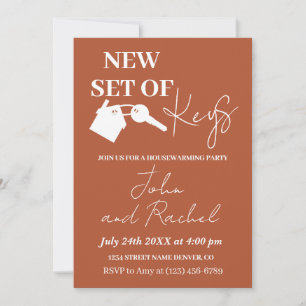 New Set Of Keys Housewarming Terracotta Add Photo Invitation