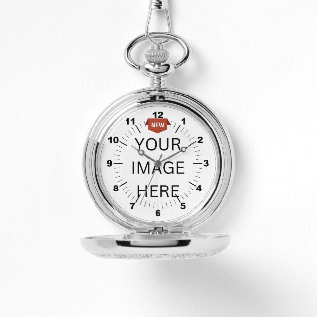 NEW! Silver Pocket Watch - Custom (add image/text) (Front)