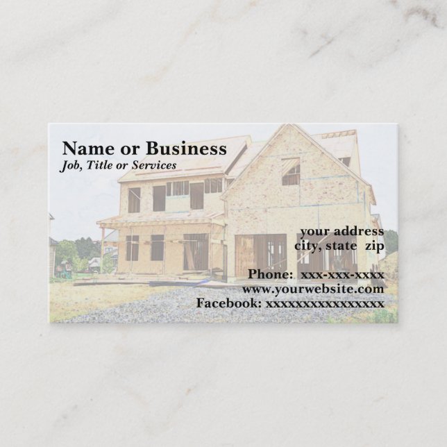 new single family home under construction business card (Front)