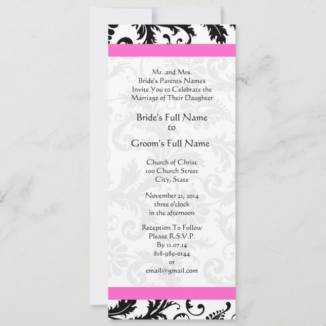 New Sizes  Damask Swirls Wedding Invitation (Front)