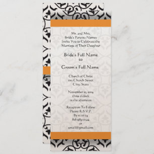 New Sizes  Damask Swirls Wedding Invitation
