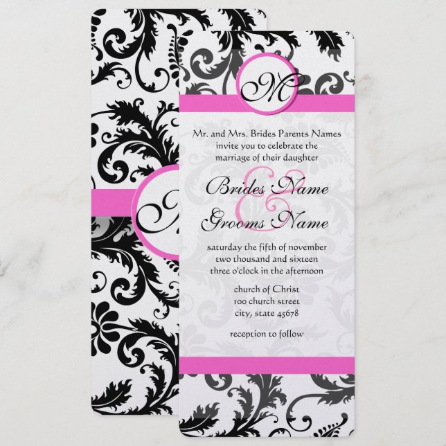 New Sizes  Damask Swirls Wedding Invitation (Front/Back)