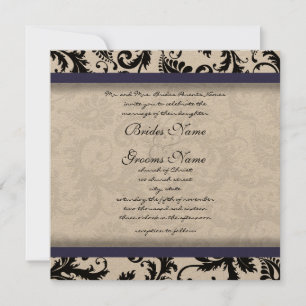 New Sizes  Damask Swirls Wedding Invitation