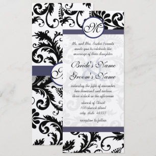 New Sizes Damask Swirls Wedding Invitation