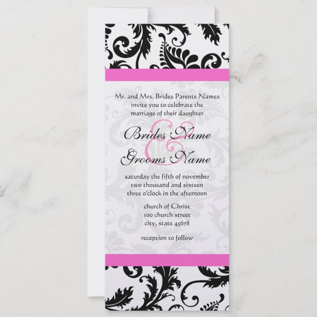 New Sizes  Damask Swirls Wedding Invitation (Front)