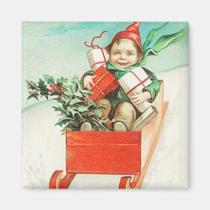 New Sled and Gifts Vintage Magnet